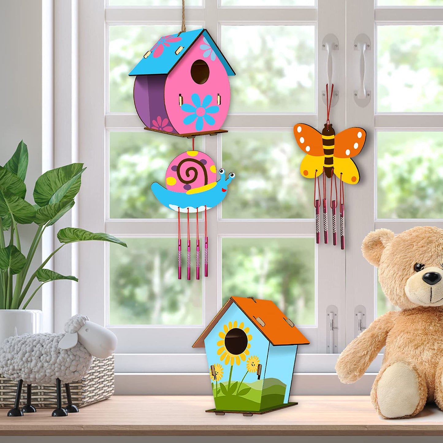 Arts And Crafts For Kids Ages 4-8 8-12, 2 Pack Diy Bird House Wind Chime Kids Crafts, Craft Kits For Girls Boys Toddlers 4-6 6-8