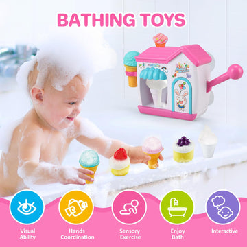 Gretex Toddler Bath Toys For 3 4 5 6 7 8 Years Old Girls, Bubble Ice Cream Maker Bath Toy, Shower Toys, Toddler Bath Toys Age 2-