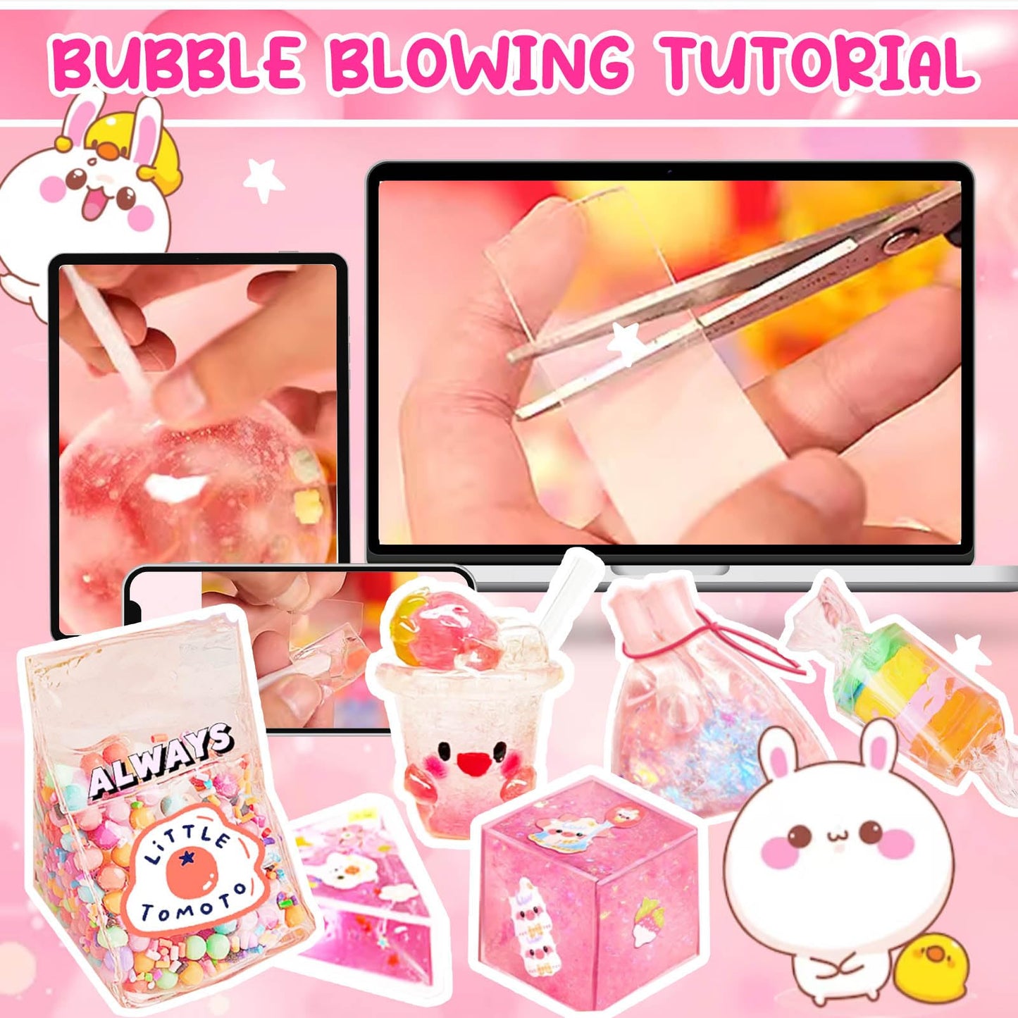 Jimcii Make Your Own Nano Tape Bubble Kit, Nano Tape Bubble Squishy Maker Kit For Kids, Nano Tape Bubbles