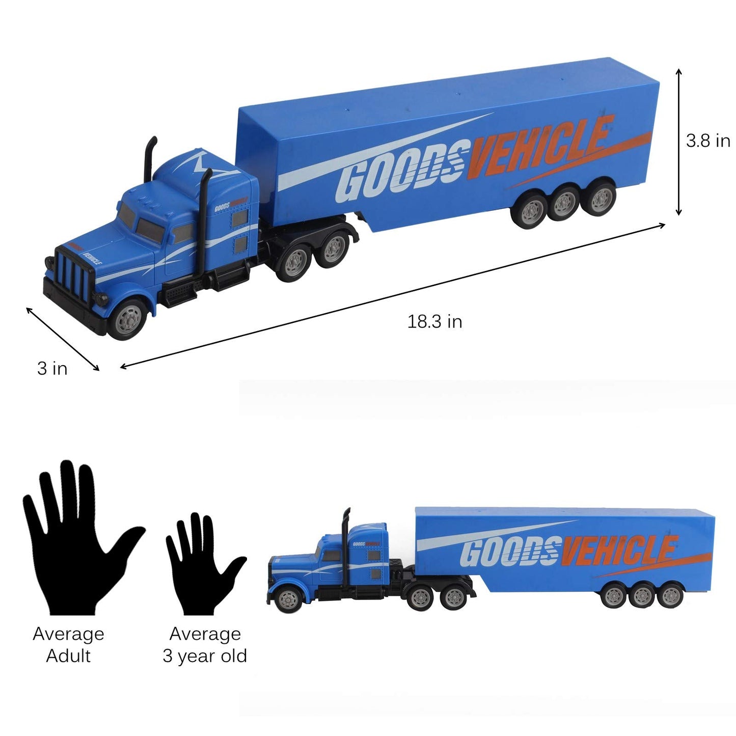 Vokodo RC Semi Truck and Trailer 18 Inch 2.4Ghz Fast Speed 1:16 Scale Rechargeable Battery Remote Control Tractor Tanker Hauler