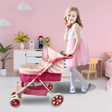 Anivia Dolls Pram, Doll Pushchair, 2 In 1 Stroller Dolls Pushchair & Pram Toys Gift For Kids, Suitable Dolls Up To 18 Inch - Purple
