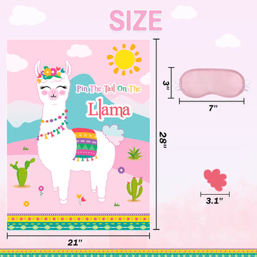 WERNNSAI Pin The Tail on The Llama Party Games - Llama Theme Birthday Supplies for Kids Girls 21 x 28 Poster 24 Pcs Tails Alpaca