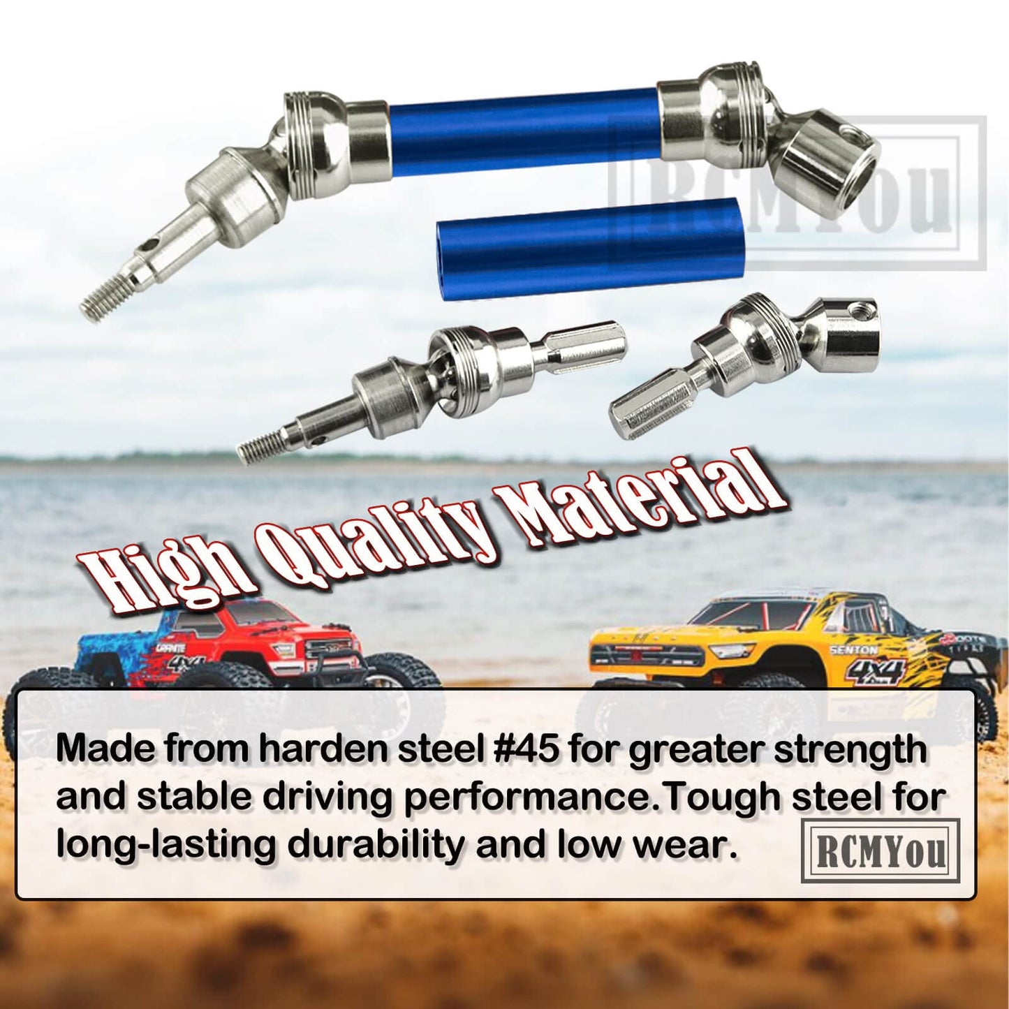RCMYou Drive Shaft CVD Axles for 1/10 Arrma Senton Granite 3s Blx&Mega550,Vortek 3s Blx,4Pcs RC Upgrades Parts,Front Rear Drives
