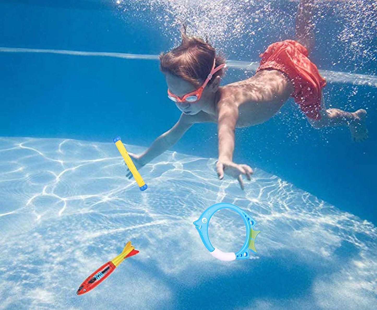 ZHFUYS Diving pool Toy underwater swimming tossing Diving Torpedo Shark 4 Pack