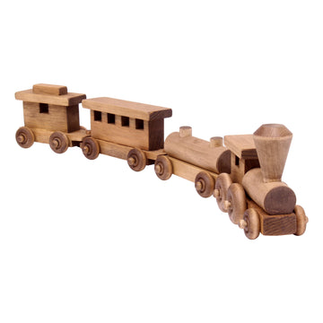 Amishtoybox.Com Wooden Train Toy Play Set - 24'' Long - Cpsia-Approved Finish (Harvest Stain)