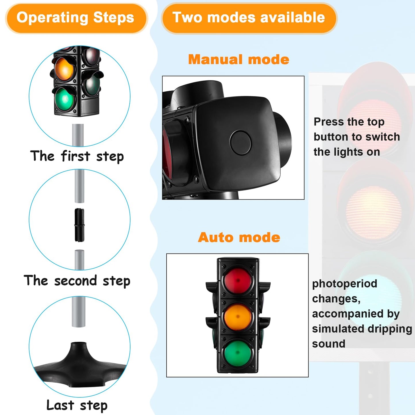 Hiboom 1 Piece Traffic Light Toy 2 In 1 Simulation Safety Traffic Indicator Crosswalk Signal With Lights And Sounds For Birthday