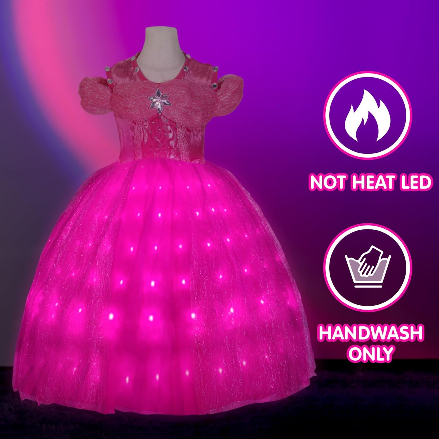 Uporpor Light Up Pink Princess Dresses For Girls Halloween Costumes Dressing Up Clothes For Little Girl Kids Party Christmas, 100