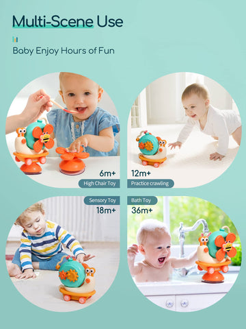 5-In-1 High Chair Toy With Suction Cups Spinner Montessori Toys For Toddler 1-3 Year Old-Fine Motor Infant Tray Sensory Travel Toys For Baby 6-12-18 Months Boy Girl Newborn Birthday Gift