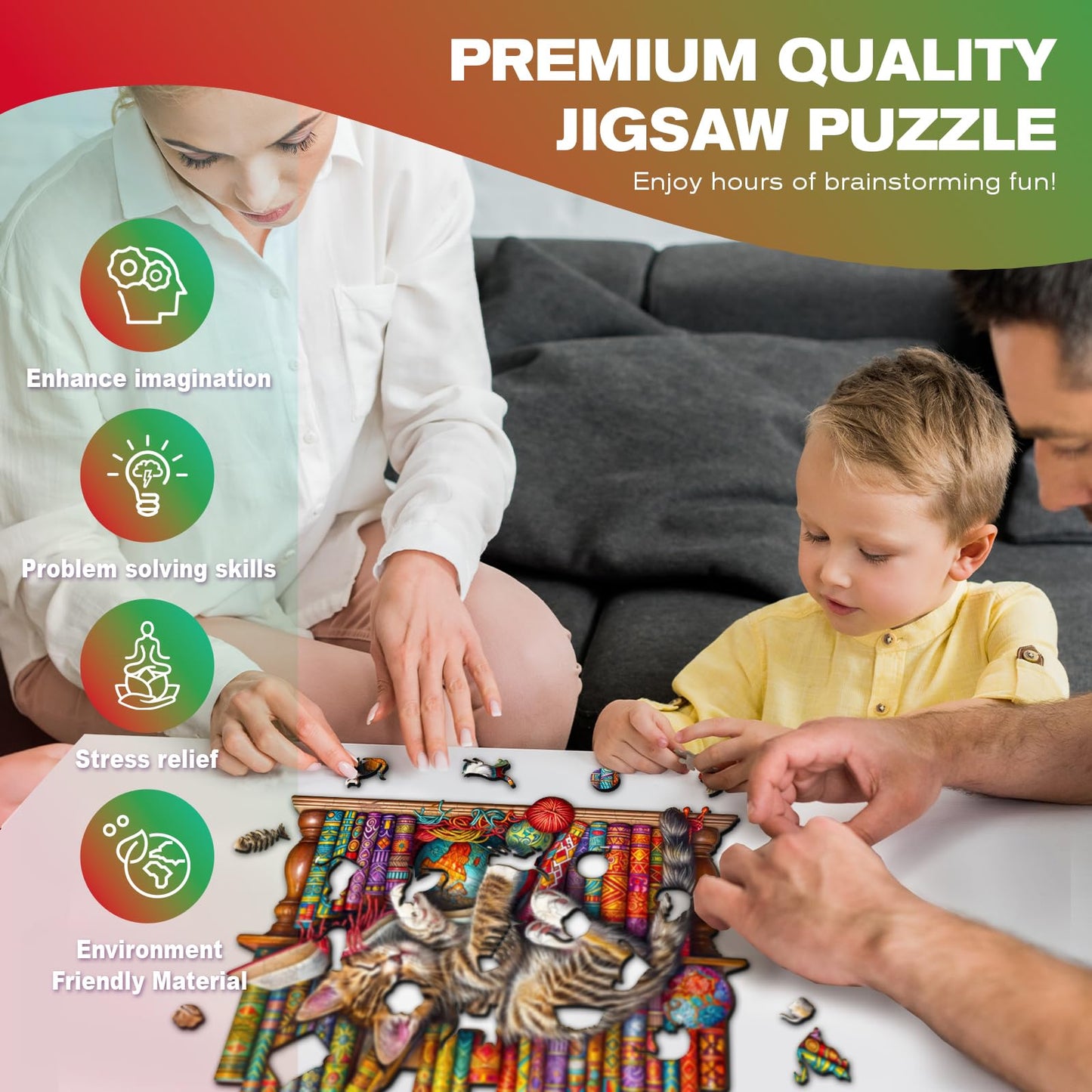 Wooden Cat Puzzles - Unique Shaped Wooden Jigsaw Puzzles For Adults And Kids - Dreamy Cat Wooden Puzzles - Christmas Birthday Gi