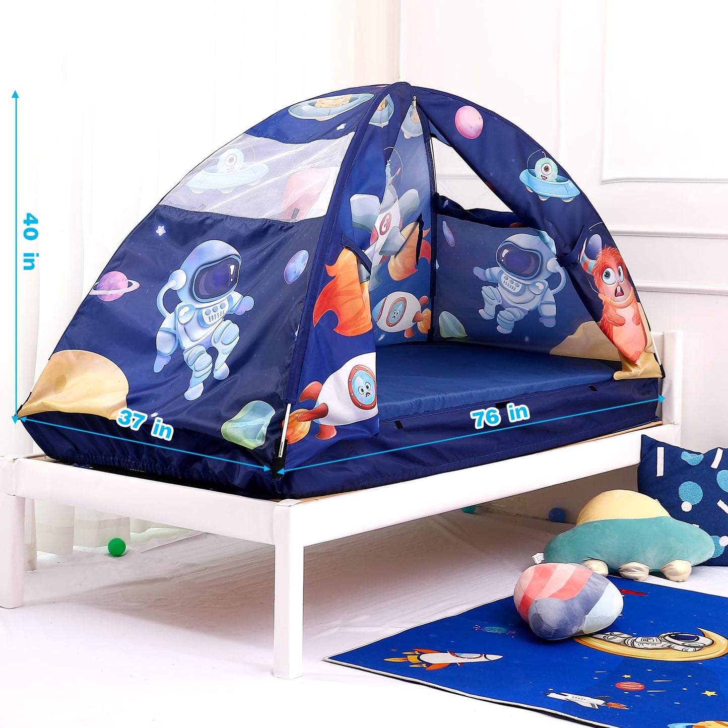 Bed Tent for Twin Kid Play Tent for Boy and Girl Easy Set-Up Magic Playhouse