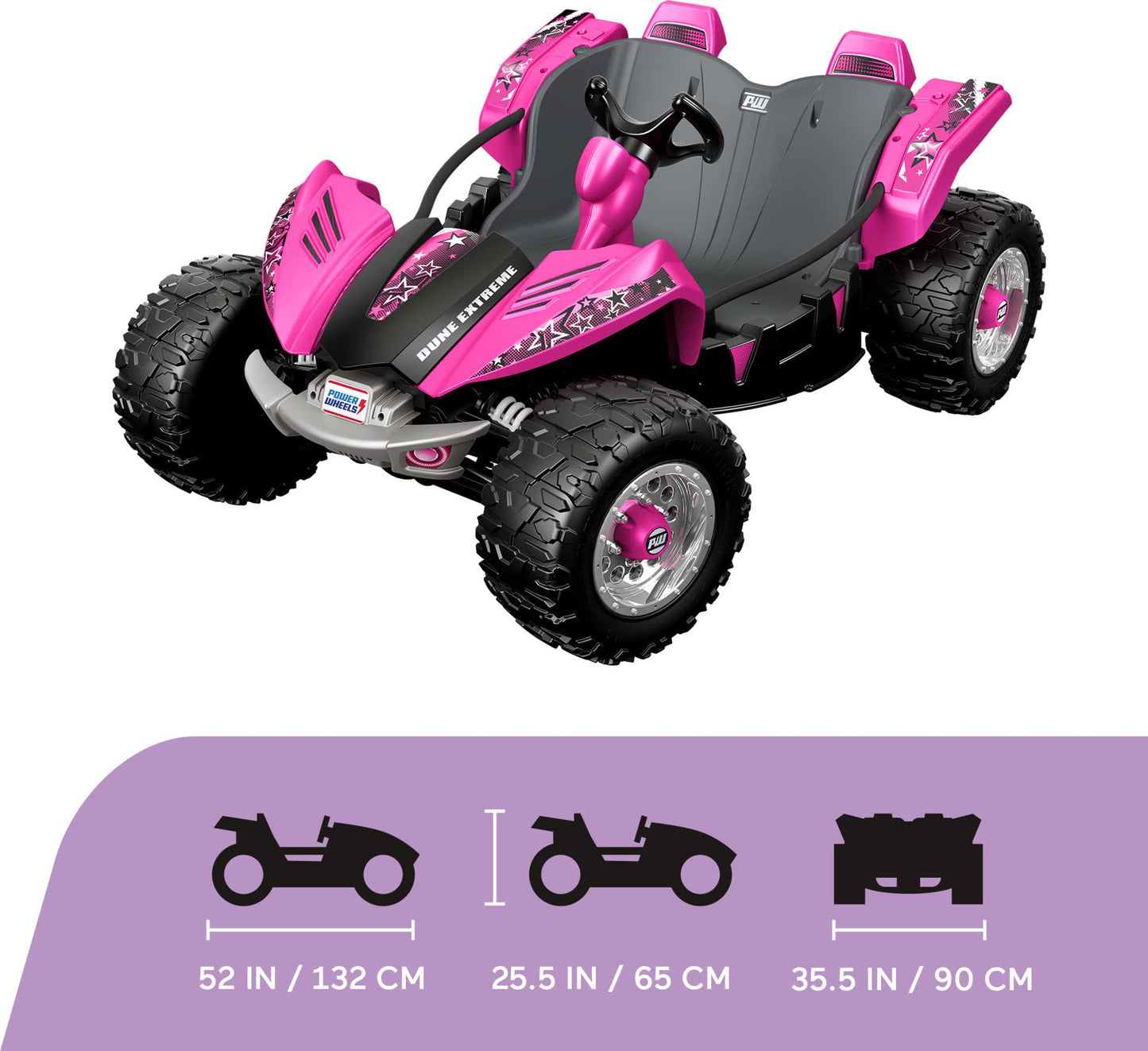 Power Wheels Dune Racer Extreme Ride-On Battery-Powered Vehicle For Preschool Kids, Multi-Terrain Traction, Seats 2, Pink