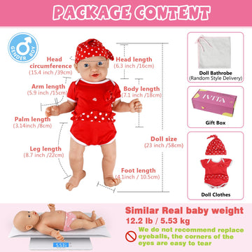 Ivita 16 Inch Realistic Full Body Silicone Baby Dolls That Look Real, Soft Realistic Newborn Silicone Baby Dolls Gifts For Kids,