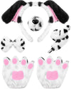 Syhood Puppy Dog Costume Set Kids Dog Ears Headband Bowtie Nose Tail Paw Gloves Dog Animal Costume Accessories For Carnival(Blac
