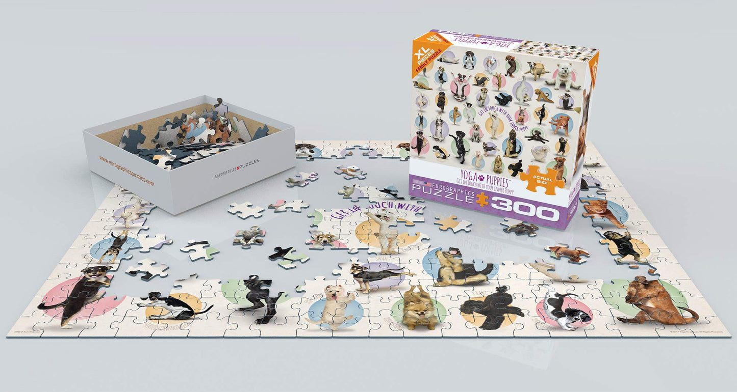 EuroGraphics 300-Piece Yoga Puppies Puzzle, Small Box, Multi Color, Cardboard, Model 8300-0992