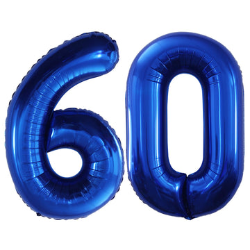 Goer Number 60 Balloons For 60Th Birthday Party Decorations,42 Inch Jumbo Foil Helium Balloons For 60Th Anniversary (Blue)