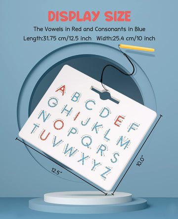 Gamenote Double Sided Magnetic Letter Board - 2 In 1 Alphabet Magnets Tracing Board For Toddlers Abc Letters Uppercase & Lowercase Practicing