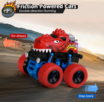 Awsogiff Dinosaur Toys For 3 4 5 Year Old Boys, 2 Pack Push & Pull Friction Powered Dinosaur Monster Truck, Dino Cars For Kids 3