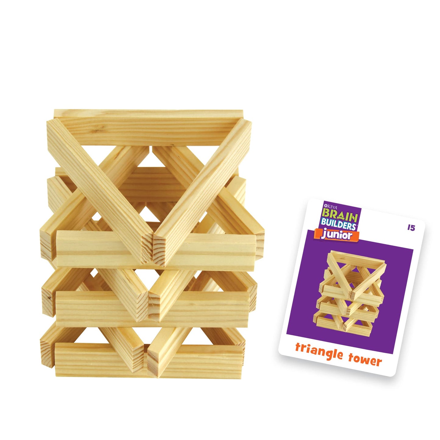 Mindware Keva Brain Builders Set Of 2: Original Keva Brain Builders And Keva Brain Builders Junior – Great Addition To Stem Building Toys And Classroom Games – 40 Planks & 70 Puzzles Total