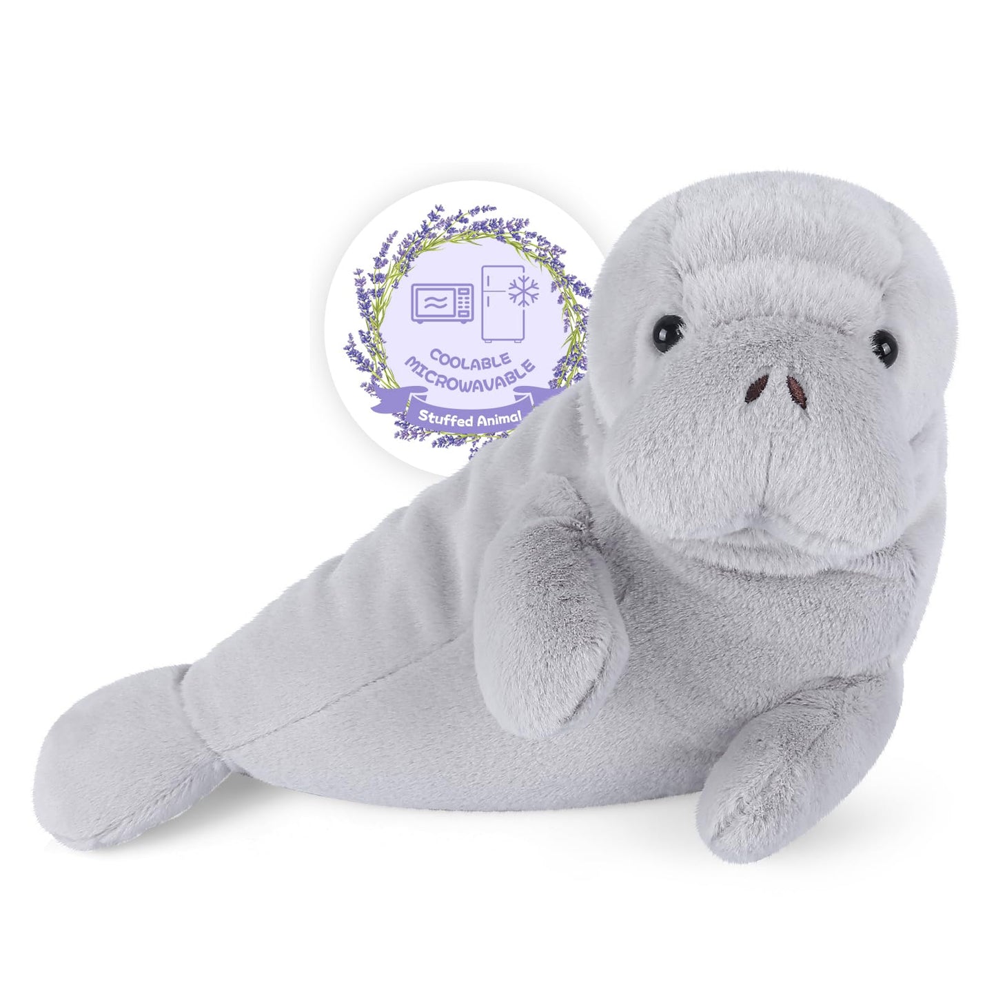 Suzzipals Coolable And Warmable Manatee Plush, Microwavable Stuffed Animal Heating Pad For Period Cramps And Pain Relief, Lavend