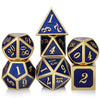 Dndnd Heavy Polyhedral Metal Dice Set With Metal Box, 7-Die Shiny Blue Surface With Golden Number For Rpg,Dungeons And Dragons,P