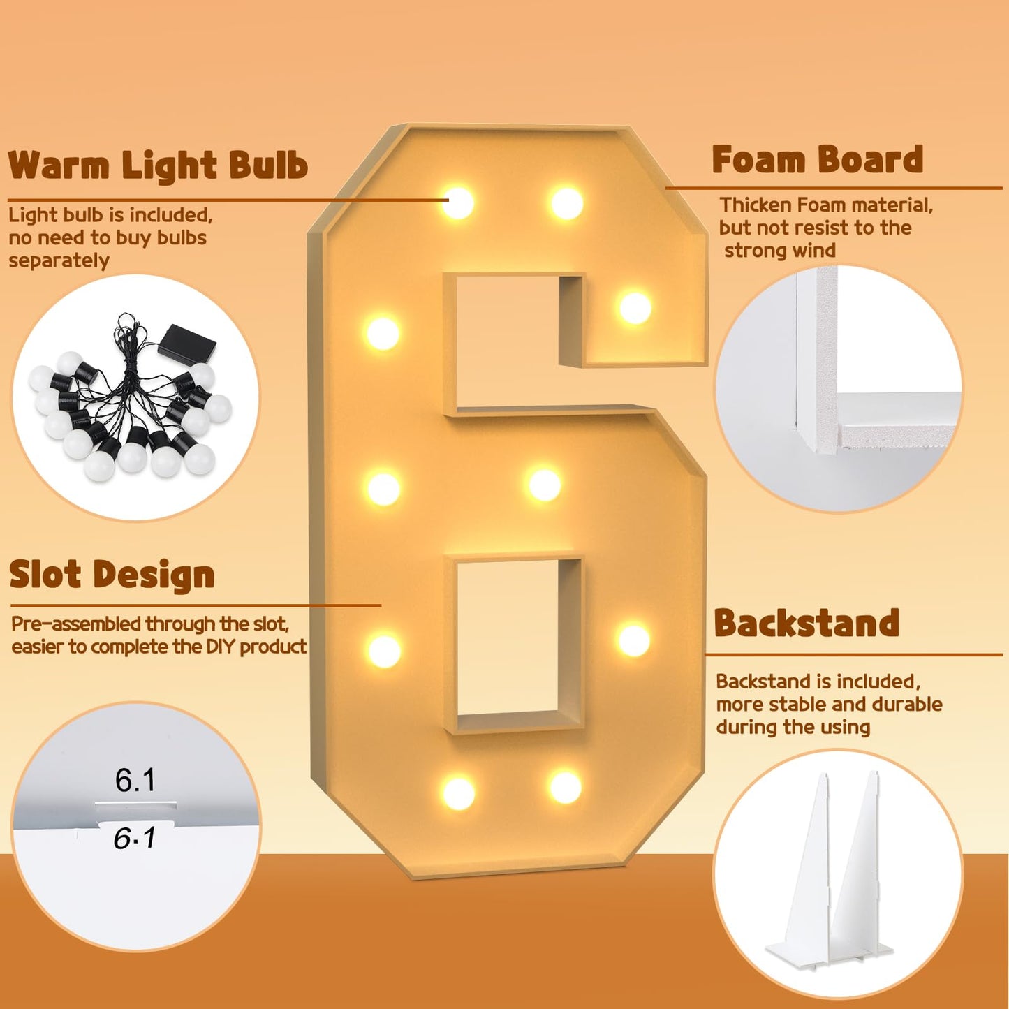 Imprsv 4Ft Marquee Numbers, Light Up Numbers For 60Th Birthday Decorations, Marquee Light Up Letters Anniversary Party Decor, Mo