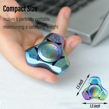 FREELOVE Metal Fidget Spinner for mature-themeds Heavy Duty Tri-Spinner Toys Small Mini Fox Figette Tools Silent High Speed enhanced Bearing Fast Spin Hand Widget Titanium Alloy Acanthus Leaves