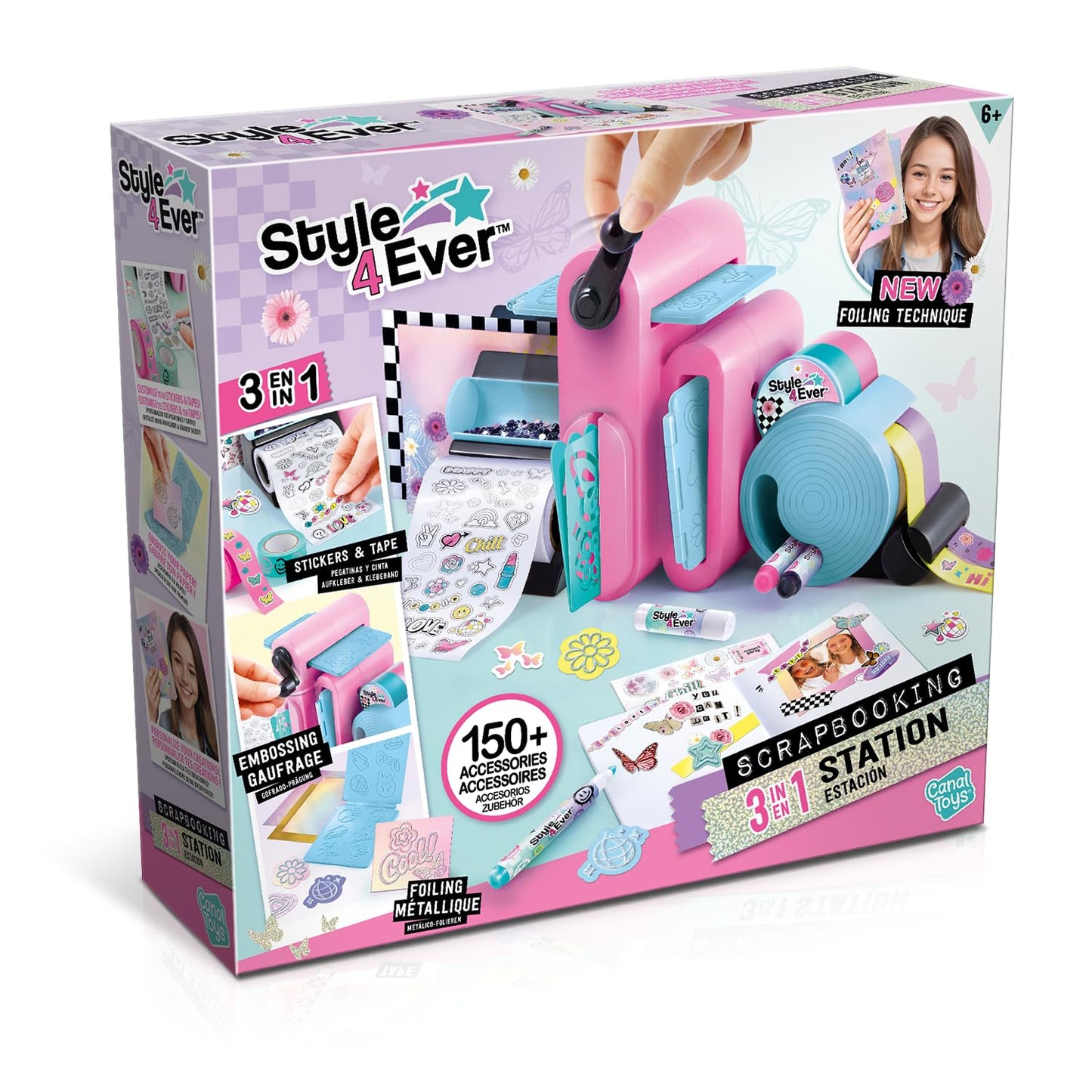 Canal Toys Style 4 Ever Scrapbooking 3 in 1 Station - Customise Your Notebook - 150+ DIY Accessories Included, Hours of Creativi