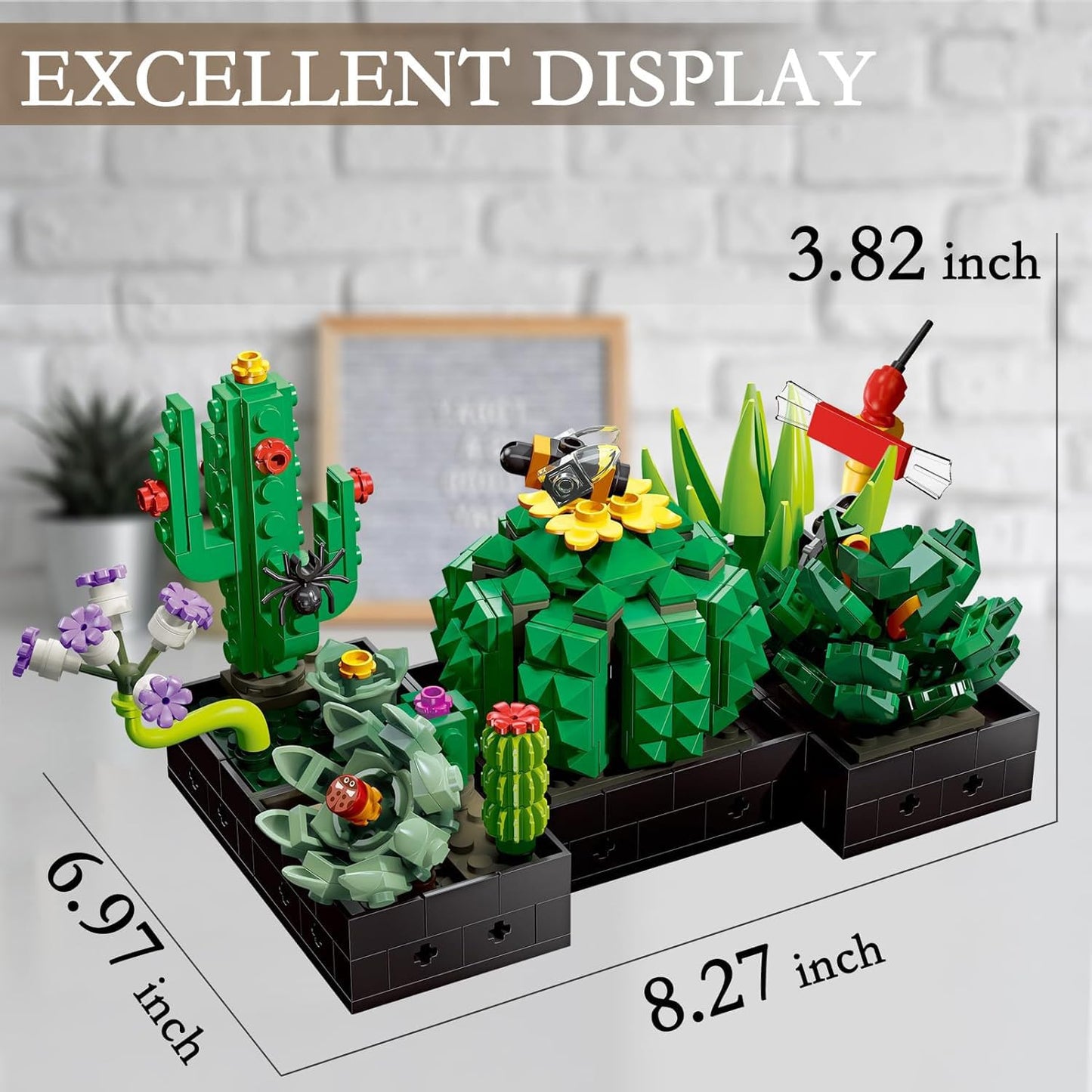 Succulents Flowers Botanical Collection Building Sets Compatible with Lego Sets for mature-themed Tiny Succulent Flower Plant Home Office D?cor Mother's Day Birthday Gifts for Girls Women Flower-Lovers