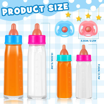 7 Pcs Baby Doll Bottles Accessories Disappearing Doll Feeding Set Milk And Juice Bottles With Toy Pacifier Baby Doll Gift Doll B