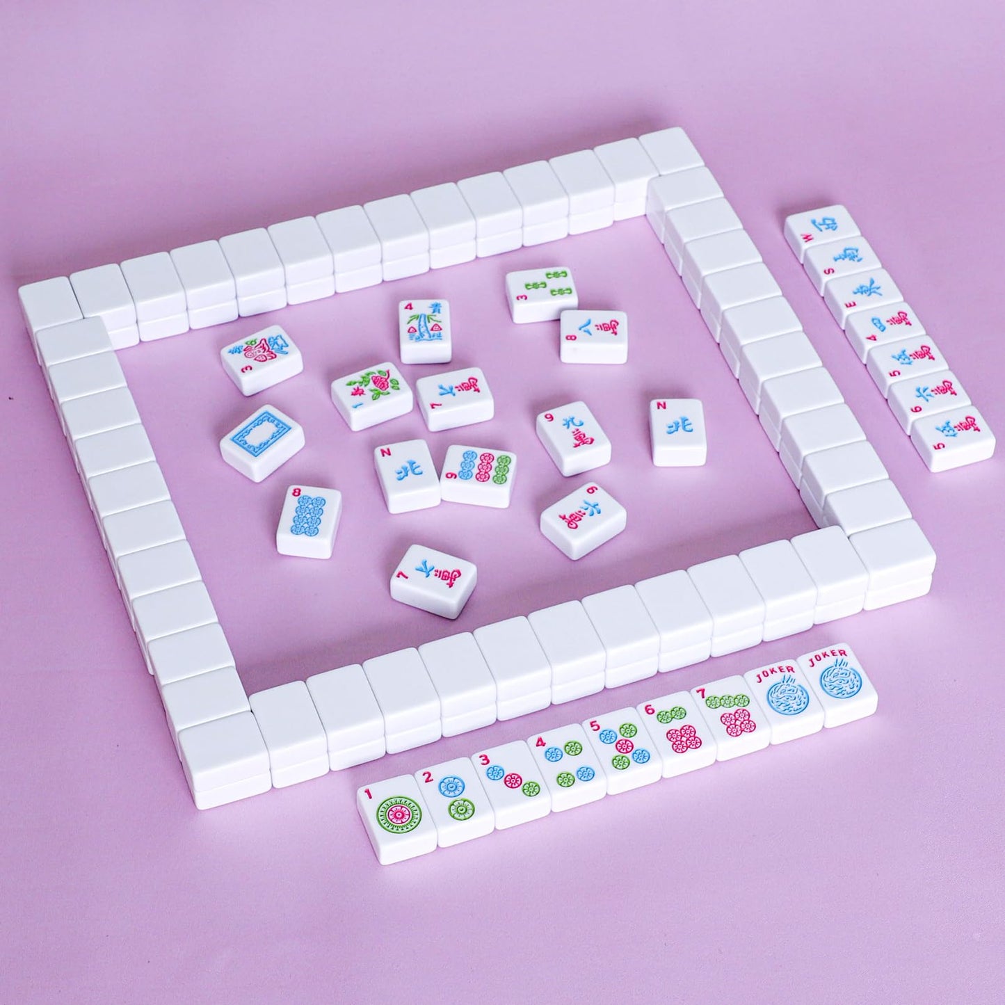Jongyance American Mahjong Tile Set - 166 Engraved Plastic Tiles, Small Size, White (Tiles Only, Racks Not Included)
