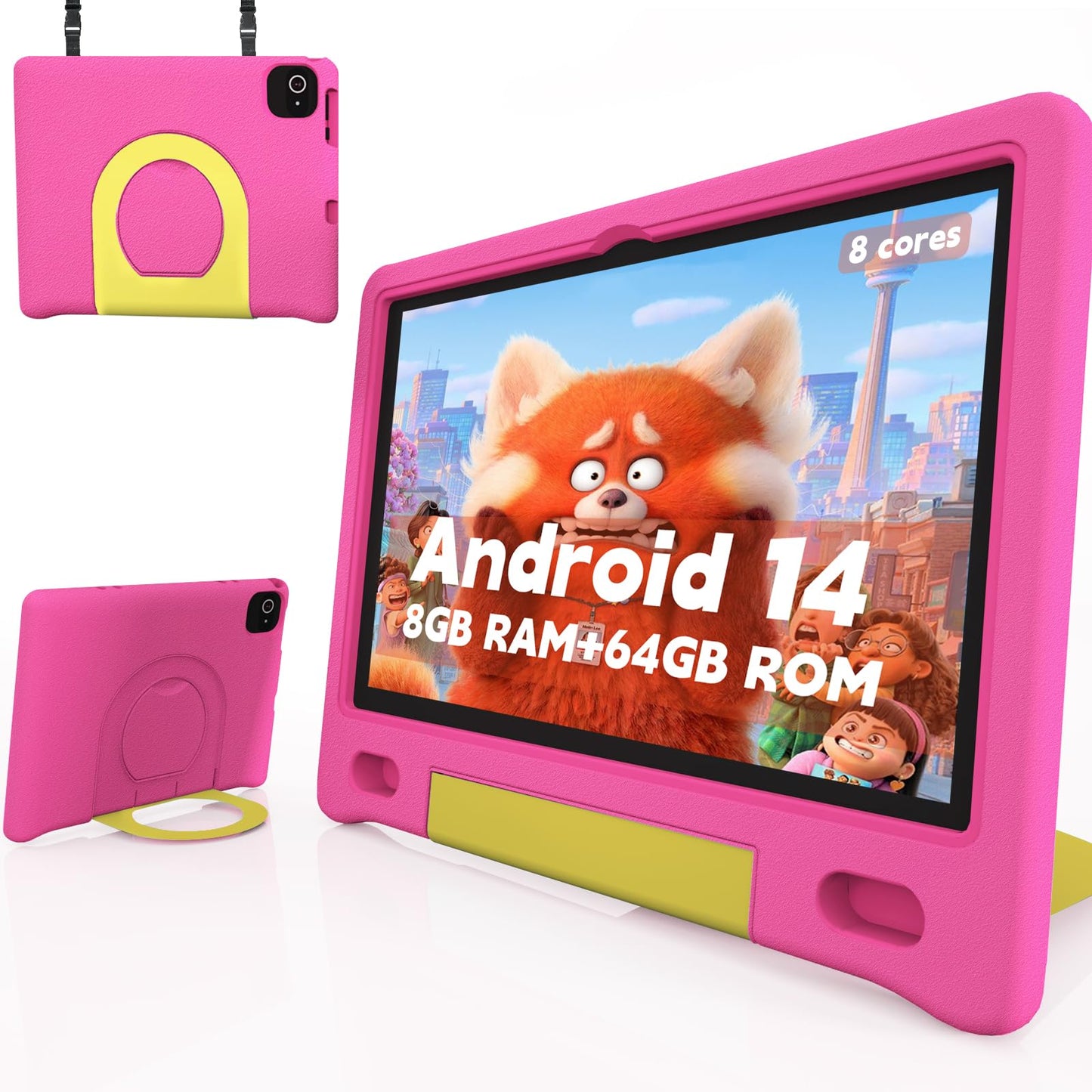 Kids Tablet With Strap, Android 14 Tablet For Kids 10 Inch , Toddler Tablet Octa-Core 64Gb 1Tb Expandable, Children'S Tablet Wit