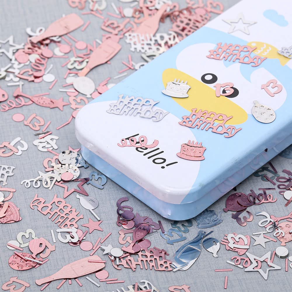 13th Birthday Confetti Rose Gold Number13 Happy Birthday Party Confetti Metallic Foil Balloon Star Birthday Cake Table Scatter C