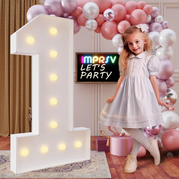 Imprsv 4Ft Marquee Numbers,Diy Light Up Numbers For 1St First Birthday Decorations, Party Party Decorations,Anniversary Party De