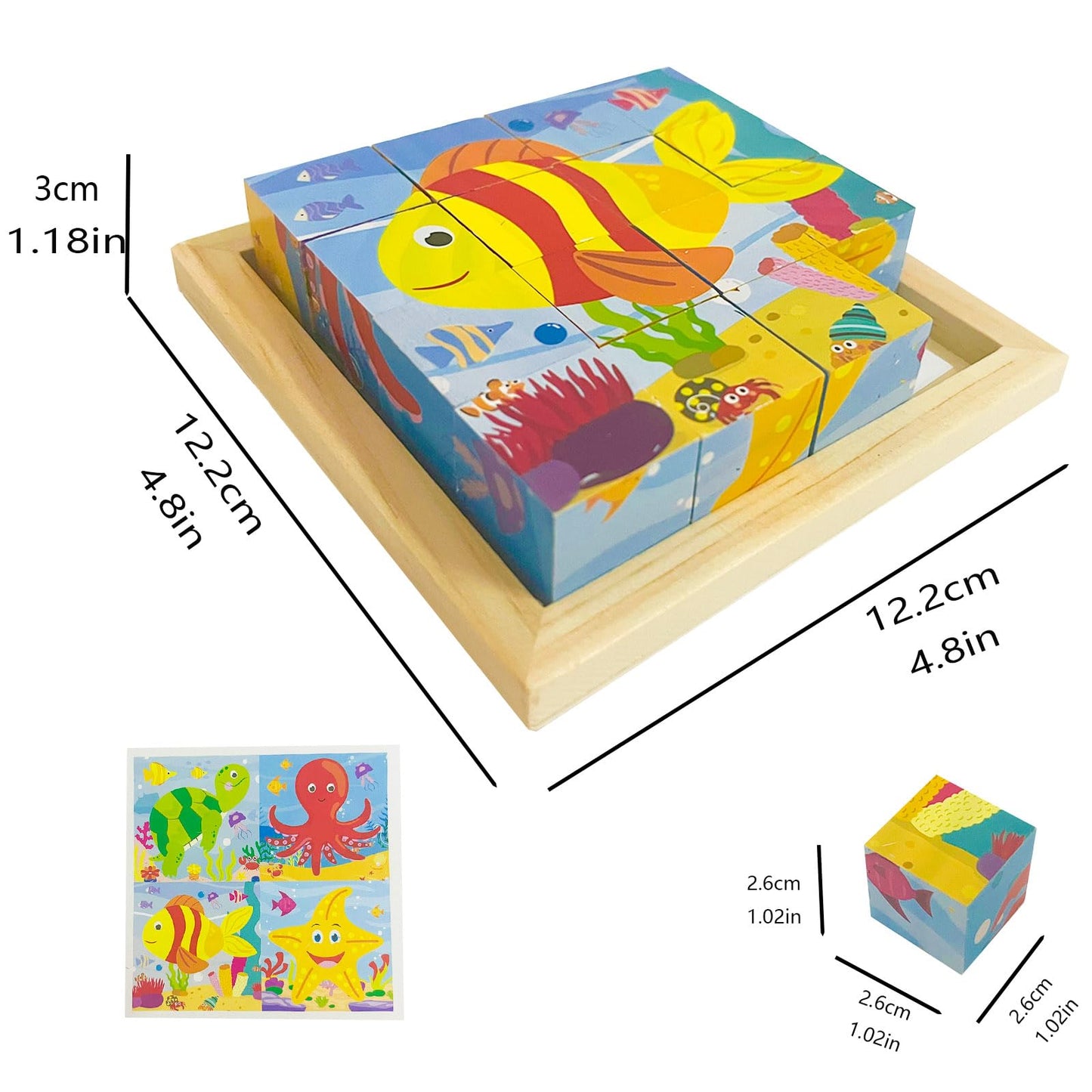 Cube Puzzle With Storage Tray,Toddler Kids Puzzles Ages 3 4 5 6,Educational Learning Montessori Toys For 3 4 5 Year Old,Puzzles