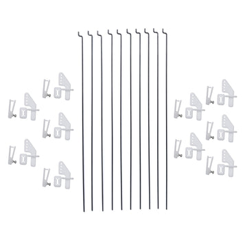 FPVDrone 10PCS 1.2mmx20cm RC Steel Pushrod Parts + 10PCS Nylon Micro Control Horns 35mmx15mm 4 Holes for RC Airplane Plane DIY P