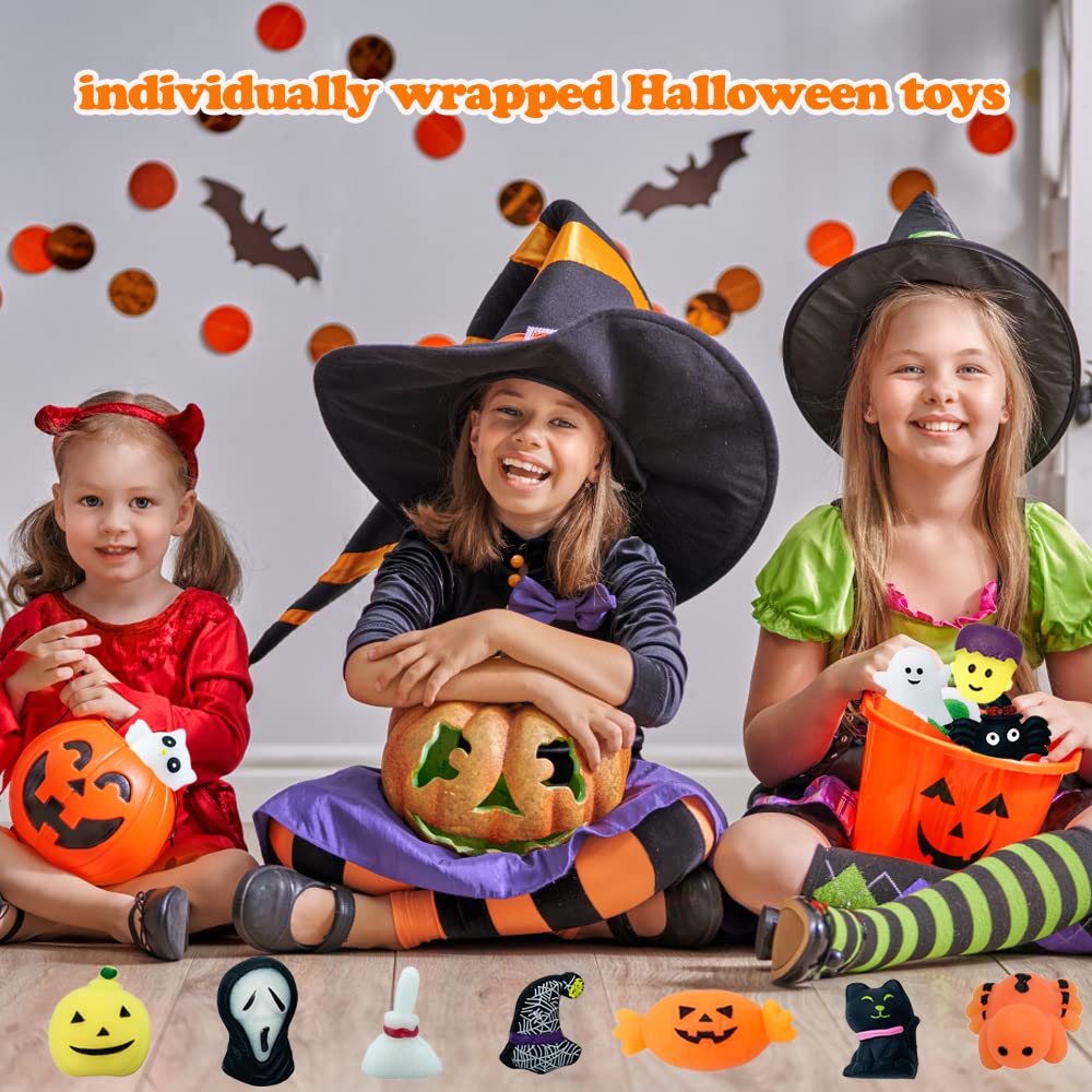 40Pcs Halloween Mochi Squishy Toys Squishies Halloween Toys For Kids Girls Boys Adults Halloween Party Favors Trick Or Treat Bag