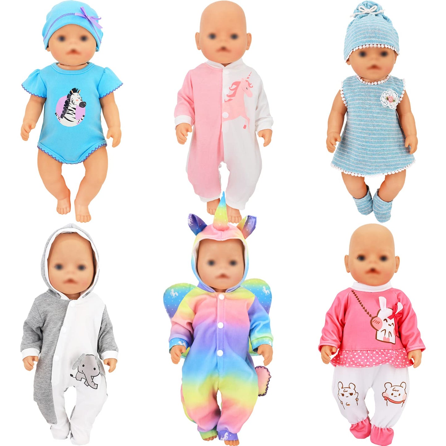 Sotogo 6 Sets Doll Clothes Outfits For 14 To 17 Inch New Born Baby Doll, 15 Inch Baby Doll And American 18 Inch Doll Clothes And Accessories