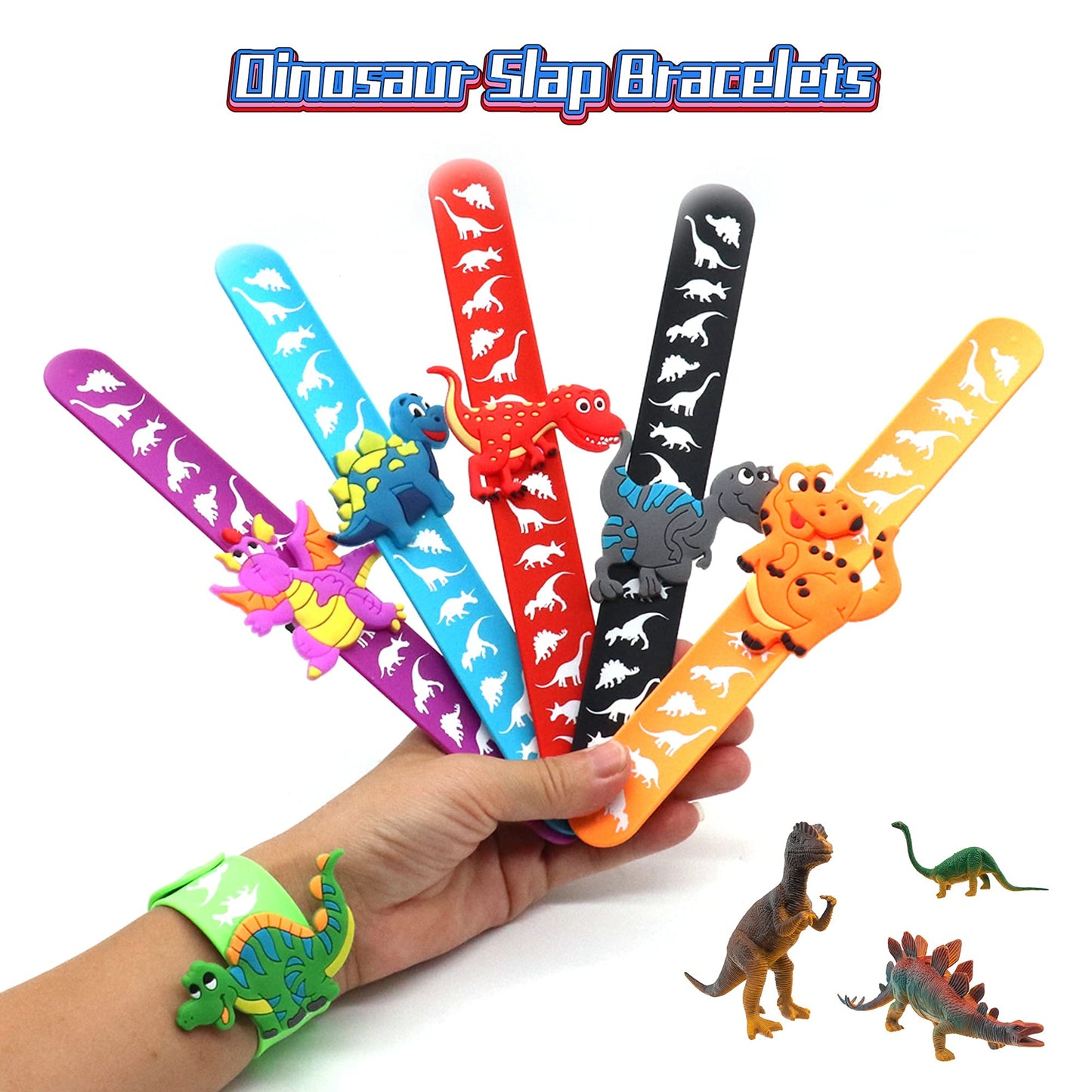 Paituend Dinosaur Slap Bracelets For Kids Party Favors-Dinosaur Theme Goodie Bag Stuffers(6Pack) For Boys&Girls Dinosaur Theme P