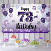 LASKYER Happy 73rd Birthday Decorations,73rd Purple Balloon Large Birthday Banner Backdrop Sign,73 Years Old Bday Party Supplies