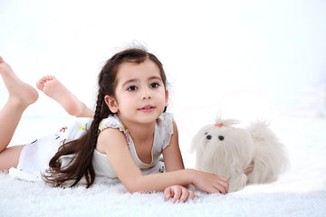 CU-MATE 11 Shih Tzu Plush Toy - Realistic Soft Stuffed Animal Gift for Dog Lovers - White Longhaired Pomeranian Design