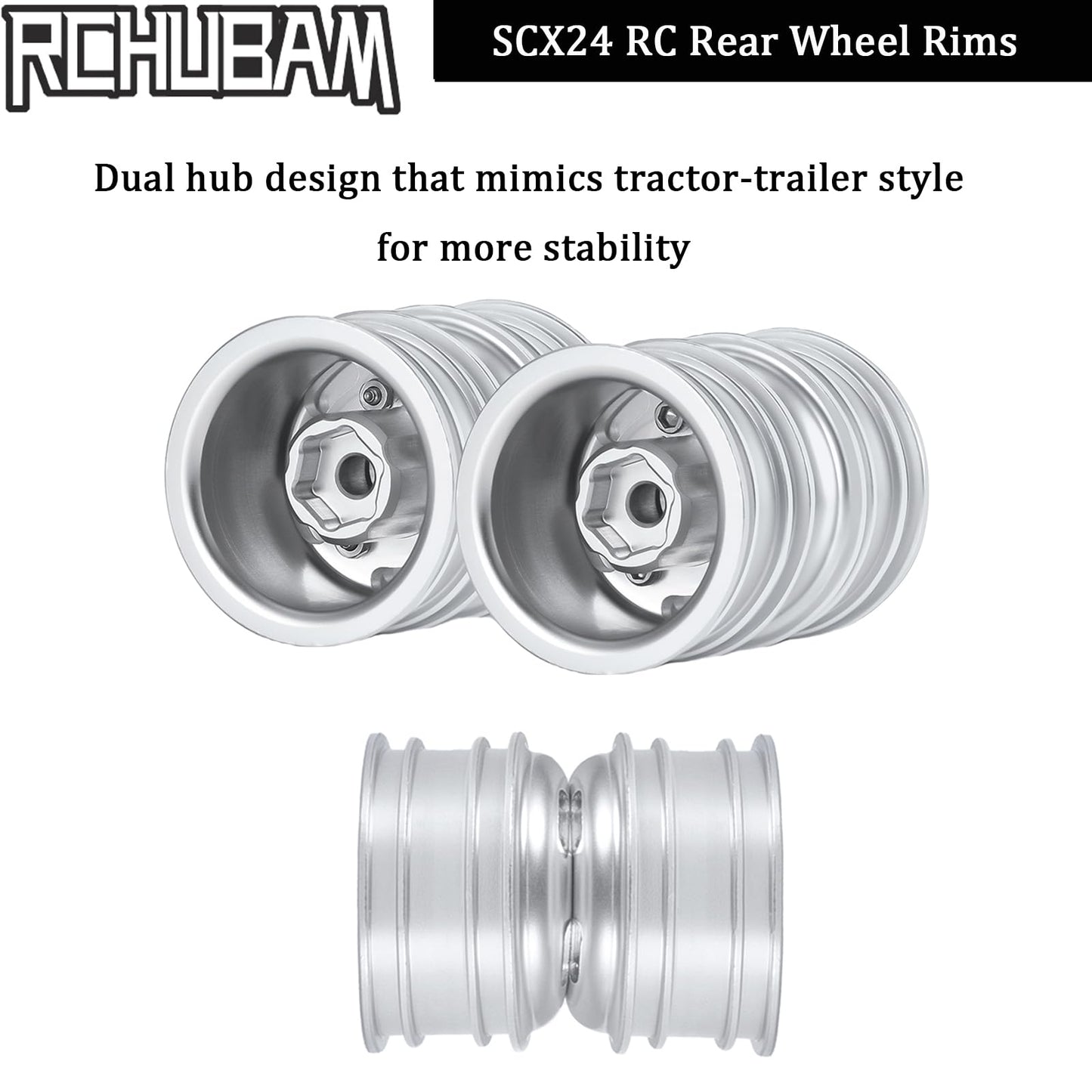 RCHUBAM RC Rear Wheel Rims with CVD Drive Shaft for 1/24 Axial SCX24 Deadbolt Bronco C10 RC Crawler Car