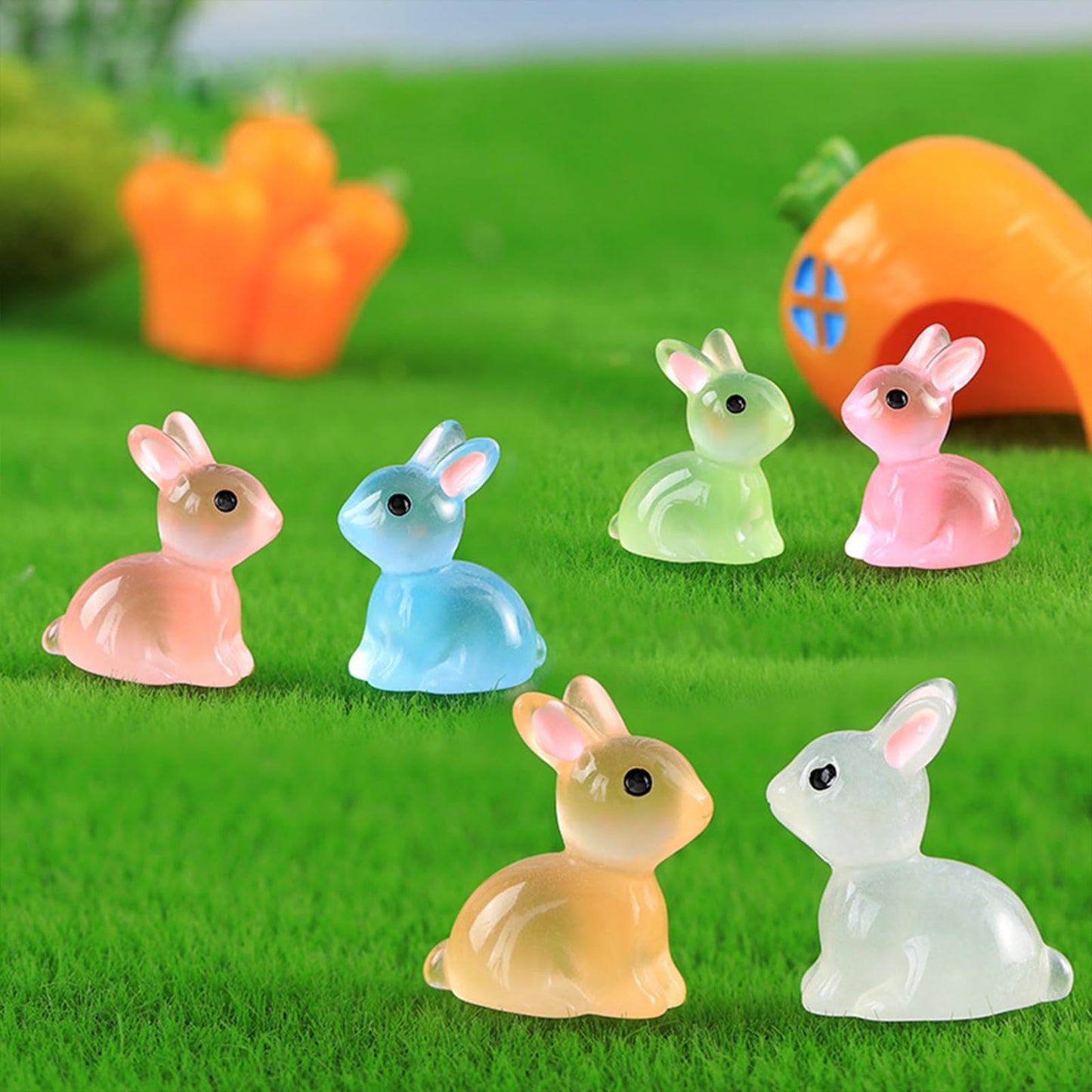 HAPTIME 107Pcs Luminous Mini Resin Animals - Glow in Dark Figurines for Dollhouse, Fairy Garden Decor, Miniature Variety Pack