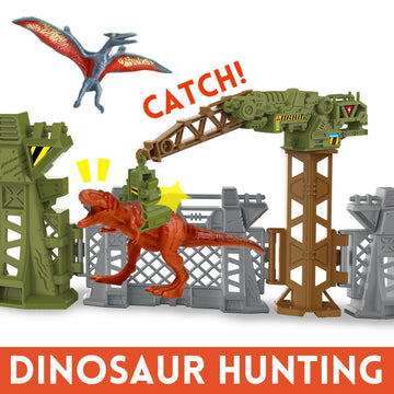 12Pcs Mini Dinosaurs Figurines Toys With Dinosaur Trainning Fence Play Toys Set For Kids 3-5 5-7, Capture N Escape Jurassic Dino World Playset, Including 12 Jurassic Dinosaur Fences Gates 2 Blasters