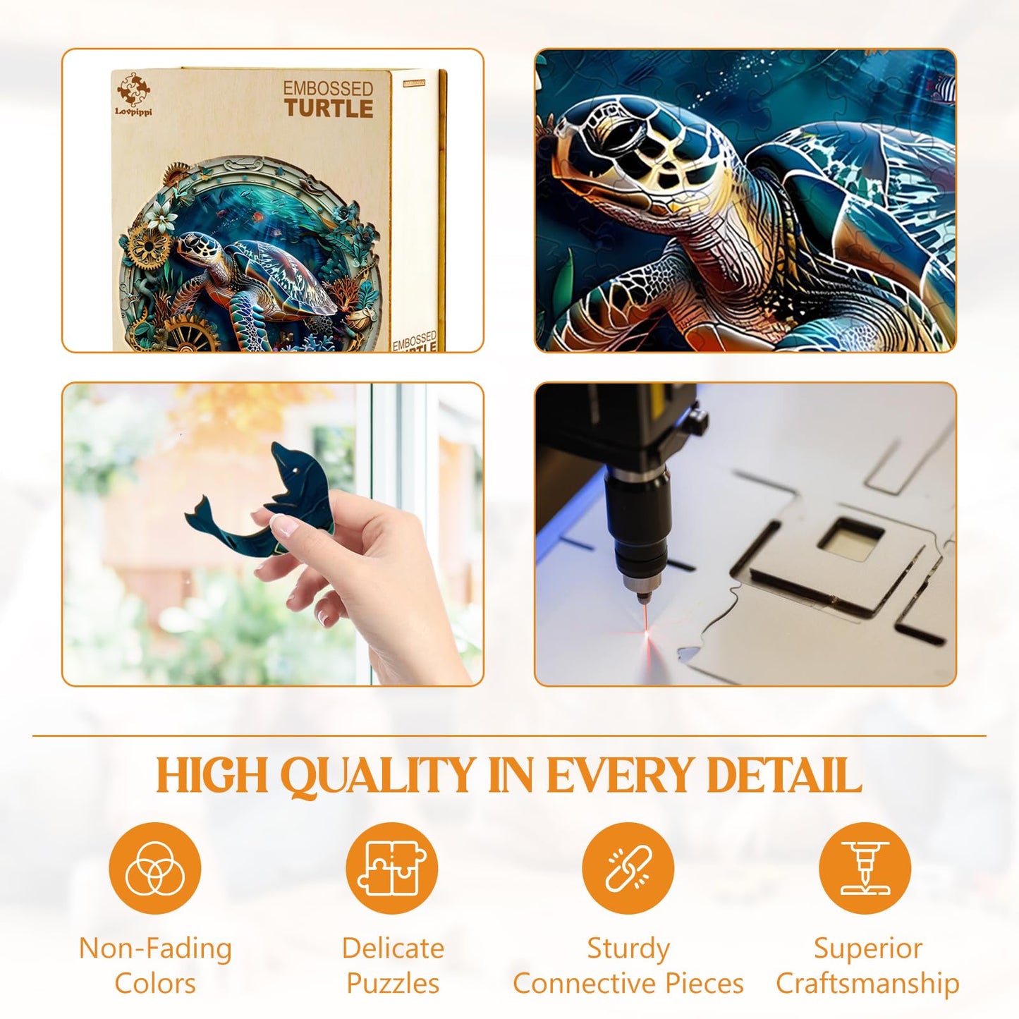 Wooden Puzzles for mature-themeds Turtle Puzzle-Embossed Turtle Unique Shaped Wood Puzzles mature-themed Wooden Jigsaw Puzzles for mature-themeds Christmas Birthday Gifts for Friends Family Game (13.4 * 13.3in 290pcs)