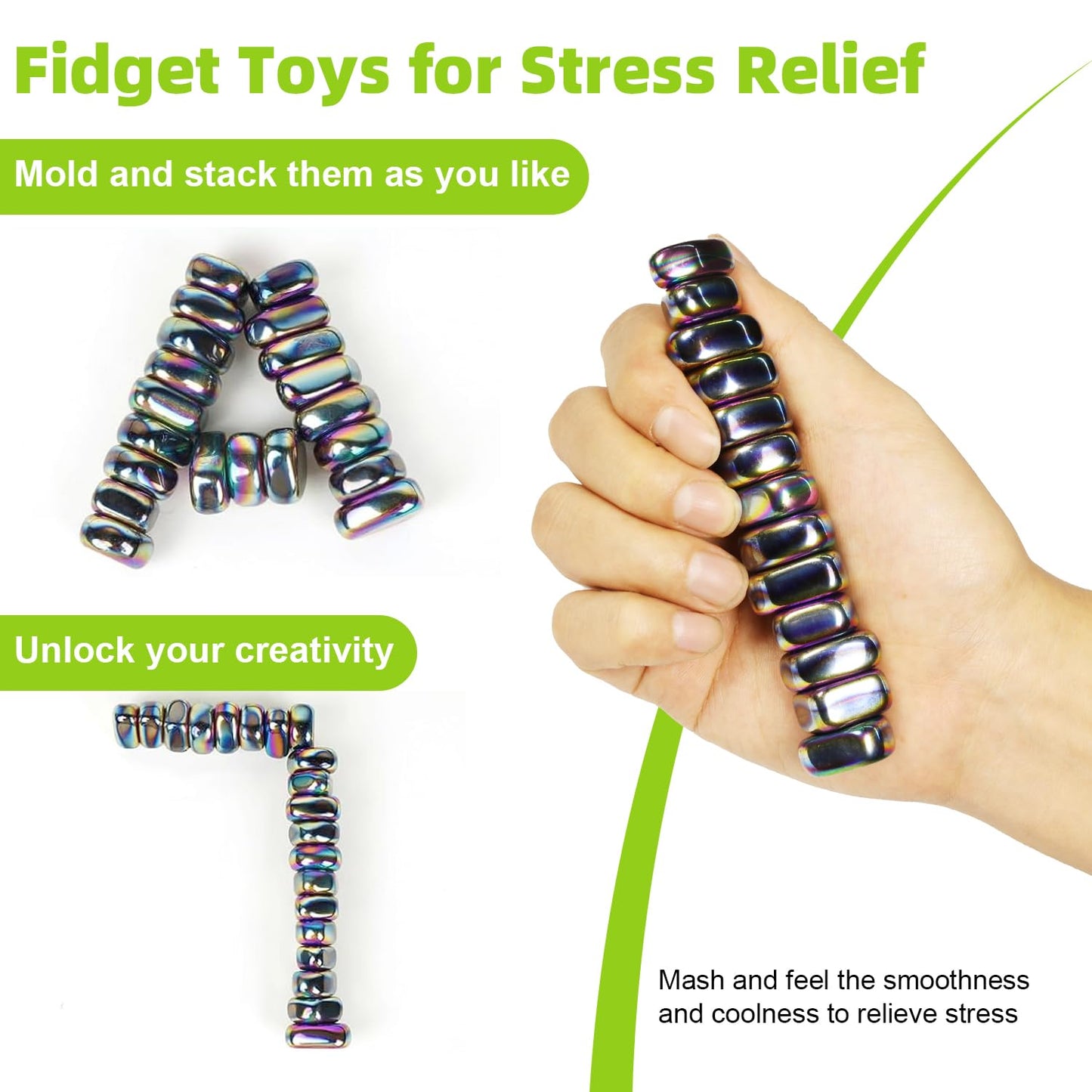 Caturledas 50 Pcs Ferrite Putty Stones, Fidget Toys Rocks For Office Stress Anxiety Relief, Executive Desk Toys For Men Women Ad