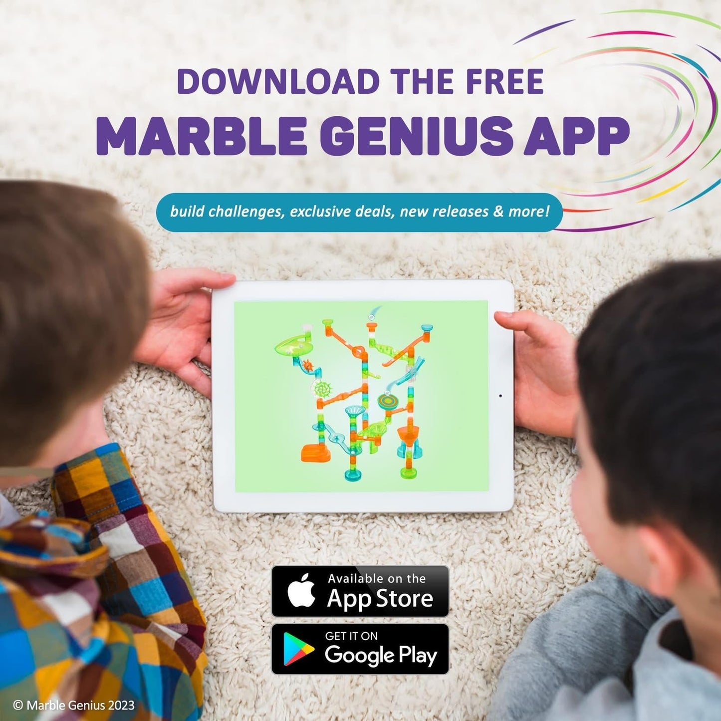 Marble Genius Stunts Trampoline Set: Includes 2 New Patented Trampolines And 2 Catch Buckets, Compatible With Other Marble Geniu