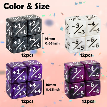 ORUNI 48 PCS Magic Counter Dice Set - Purple Marble Resin D6 Gaming Accessories, 0.63 inches, Compatible with MTG and TCG