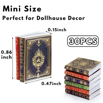 30 Pack 1:12 Scale Miniatures Dollhouse Books,Assorted Timeless Miniatures Books,Mini Books Dollhouse Decoration,Dollhouse Acces