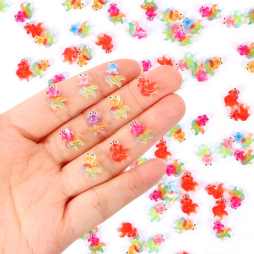 100 Pieces Tiny Goldfish Decor For Dollhouse Miniatures Resin Animals For Crafts Tiny Things For Fairy Garden Micro Landscaping