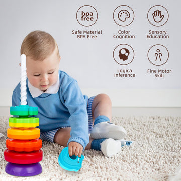 Practicejqden Montessori Toys For 1+ Year Old, Educational Stacking Spinning Baby Toys, Learning Toys Sensory Toys For Toddlers